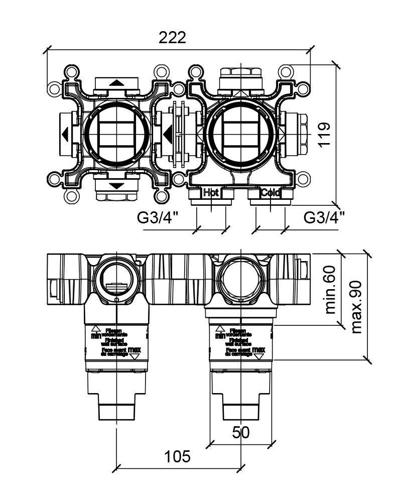 Almar Скрытая часть смесителя на 2 потребителя E186901