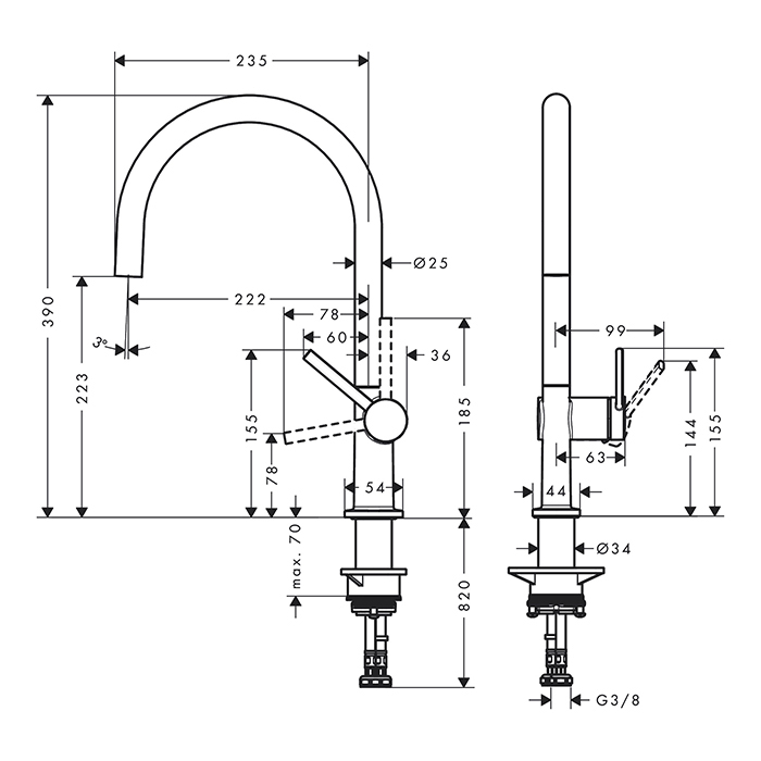 Hansgrohe Talis Смеситель для кухни,220, 1jet, цвет: нержавеющая сталь 72804800
