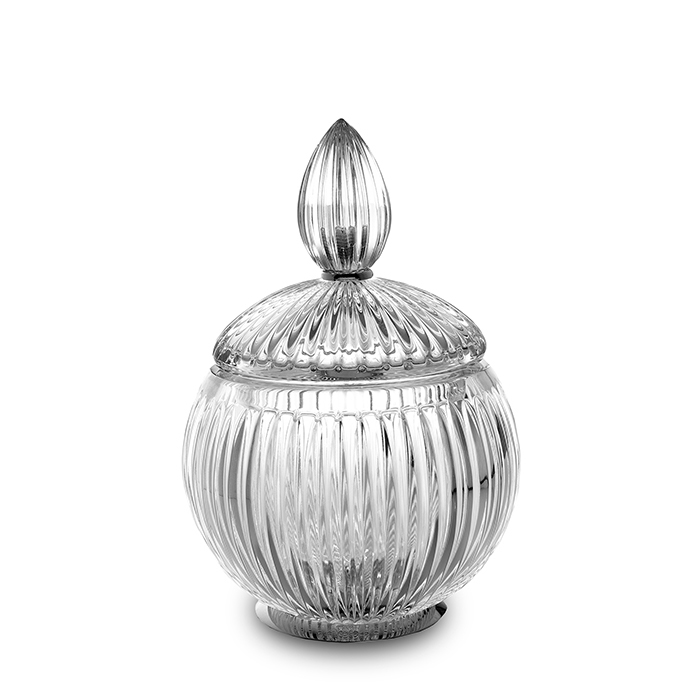 3SC Elegance Баночка универсальная, D=12/h18 см, с крышкой, настольная, цвет: прозрачный хрусталь/хром EL49ACRSL