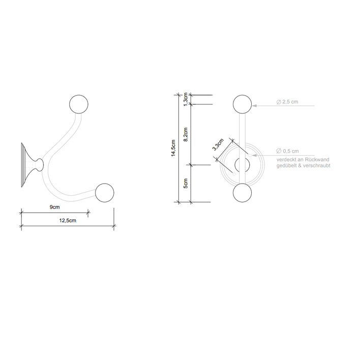 Decor Walther Classic HAK2 Крючок двойной, подвесной, цвет: никель полированный 511030