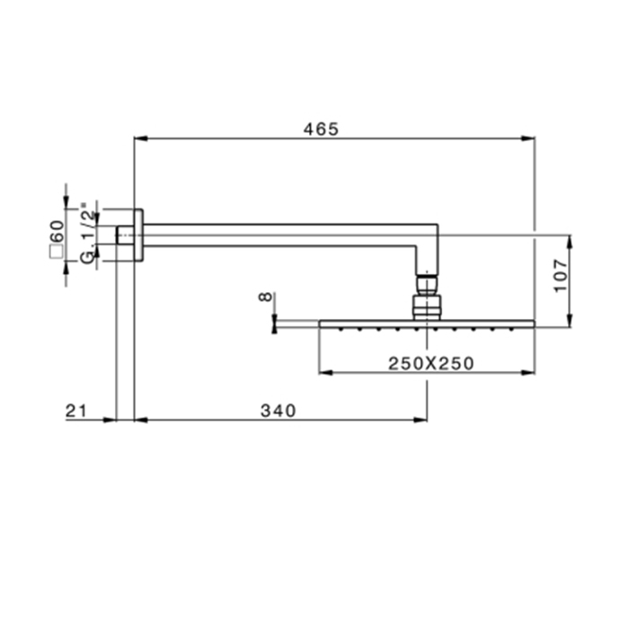 Cisal Shower Верхний душ 25х25см., с настенным держателем  L34см., цвет: Nichel Spazzolato DS0136602F