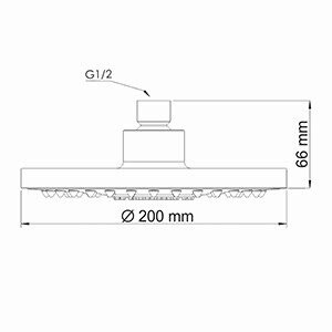 A029 Верхняя душевая насадка Размеры (Ш/В/Г): 20х6,6х20 см