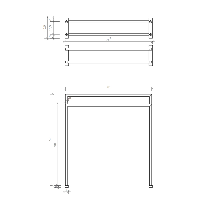 Decor Walther HT 5 Полотенцедержатель двойной 70x16x75см, напольный, цвет: черный 503560