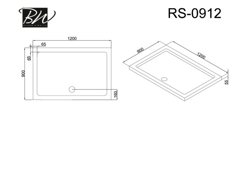 0912000 Душевой поддон B&W RS-0912 (900x1200x55)