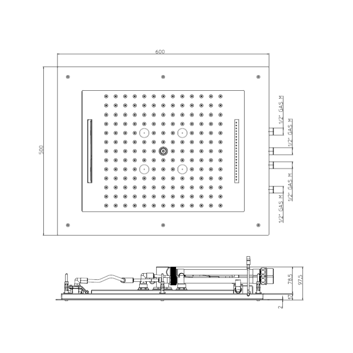 Bossini Frame Верхний душ 60х50см., потолочный, цвет: хром HI0928.030