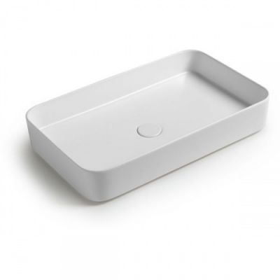 White Ceramic Blade, накладная прямоугольная раковина 65x40x11,5h см, цвет фанго матовый