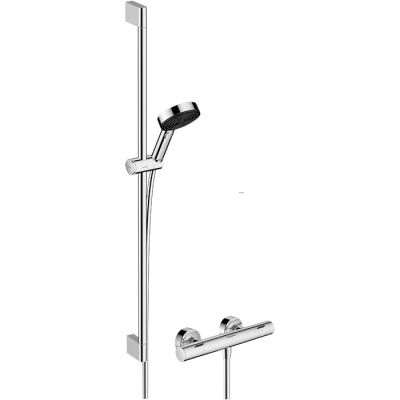 24261000 Hansgrohe Pulsify Душевой гарнитур с термостатическим смесителем, ручным душем и душевой штангой 90см, цвет: хром