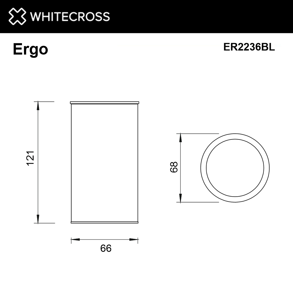 Стакан настольный WHITECROSS Ergo ER2236BL (черный мат)