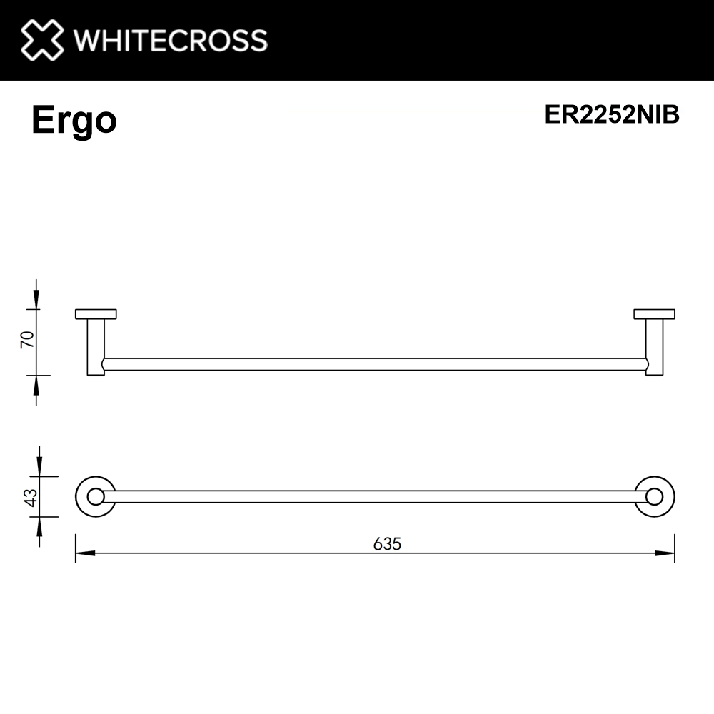 Полотенцедержатель 600 мм. WHITECROSS Ergo ER2252NIB (брашированный никель)