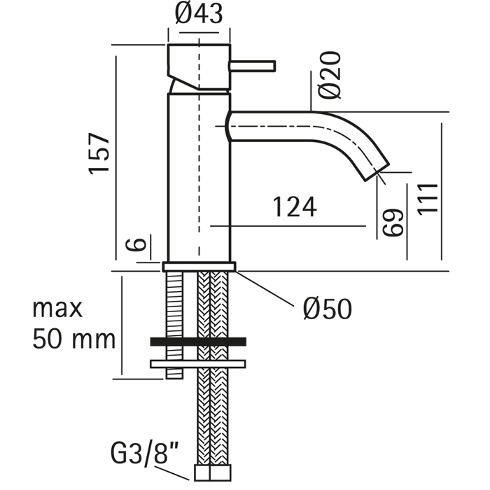 CISAL Xion Смеситель для раковины, цвет нержавеющая сталь XI000544D1