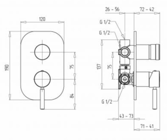 Migliore FORTIS Смеситель моноком. скрытого монтажа, 4-х позиционный с девиатором ML.FRT-5232.CR