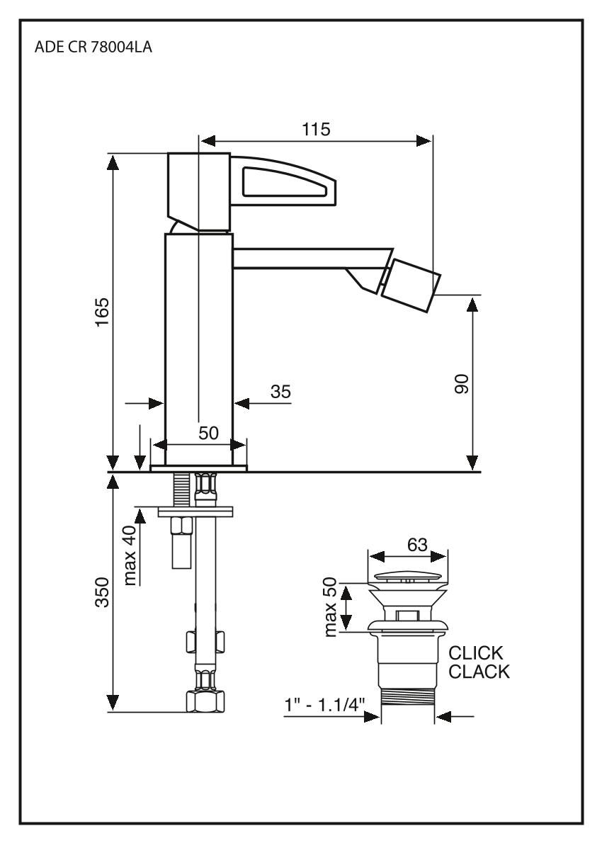 Emmevi Ade, смеситель с донным клапаном для биде, цвет хром 78004L/A/CR