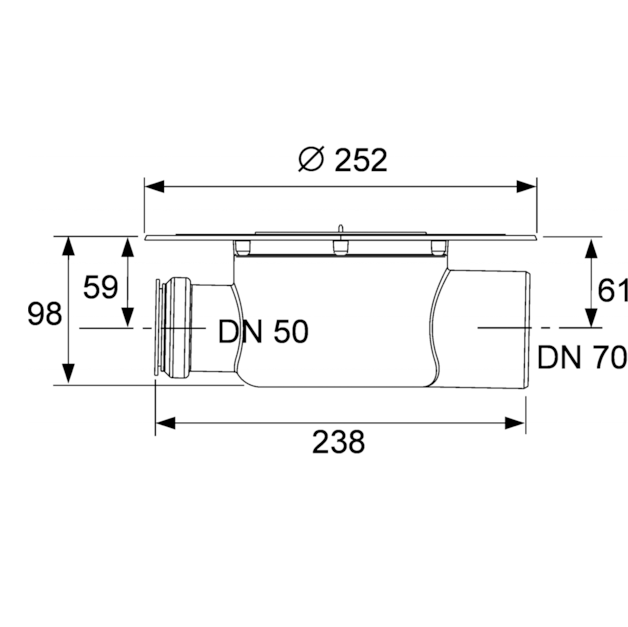 TECEdrainpoint S Сифон горизонтальный DN70 3603500