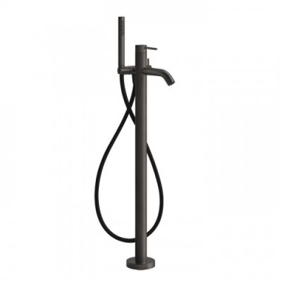 Gessi 316 Напольный смеситель для ванны с душевой лейкой, внешняя часть, цвет: brushed black metal pvd 54028#707