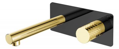 Смеситель для раковины, встраиваемый в стену Boheme STICK BLACK DIAMOND GOLD 125-BG