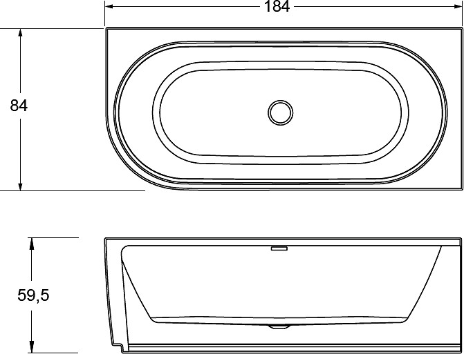 Ванна акриловая RIHO Desire L 184x84 без гидромассажа BD0600500000000