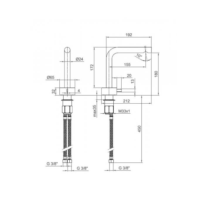 Fantini AF/21 Смеситель для раковины, 1 отв., излив: 155 мм, цвет: хром 27 02 A004WF
