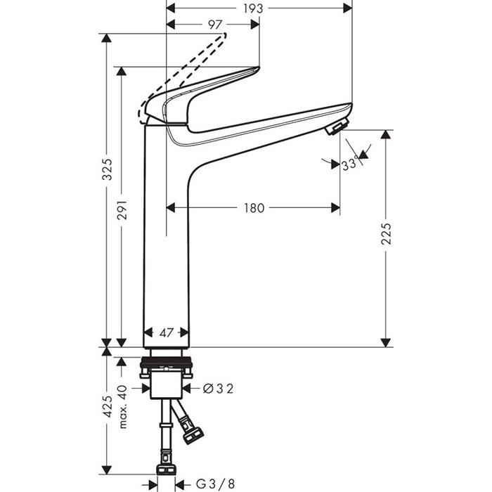 Hansgrohe Novus Смеситель для раковины, на 1 отв., h: 23см., цвет: хром 71124000