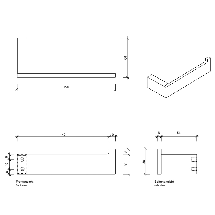 Decor Walther Contract Держатель т/б, подвесной, цвет: черный матовый 650160