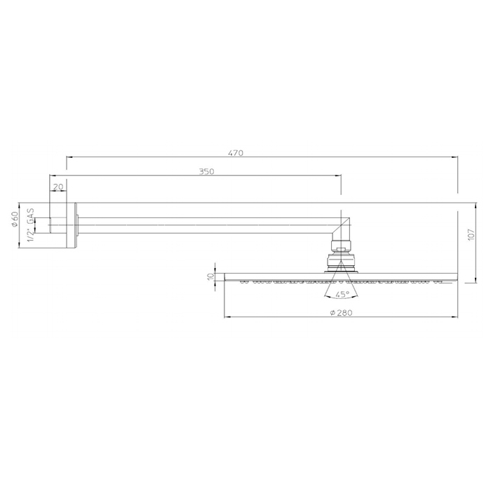 Bossini Cosmo Верхний душ 28см, настенный, цвет: хром H70596H.030