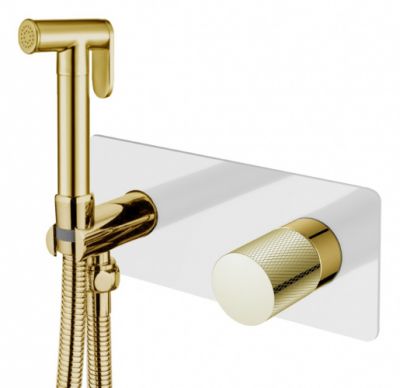 Смеситель гигиенический Boheme STICK WHITE TOUCH GOLD 127-WG.2