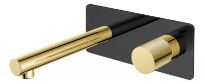 Смеситель для раковины, встраиваемый в стену Boheme STICK BLACK TOUCH GOLD 125-BG.2