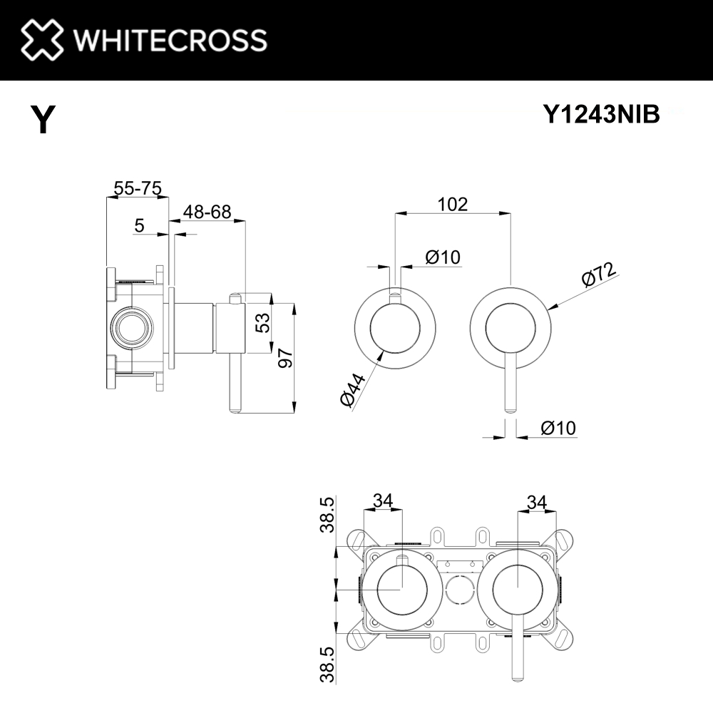 Смеситель скрытого монтажа на 3 потребителя WHITECROSS Y1243NIB (брашированный никель)