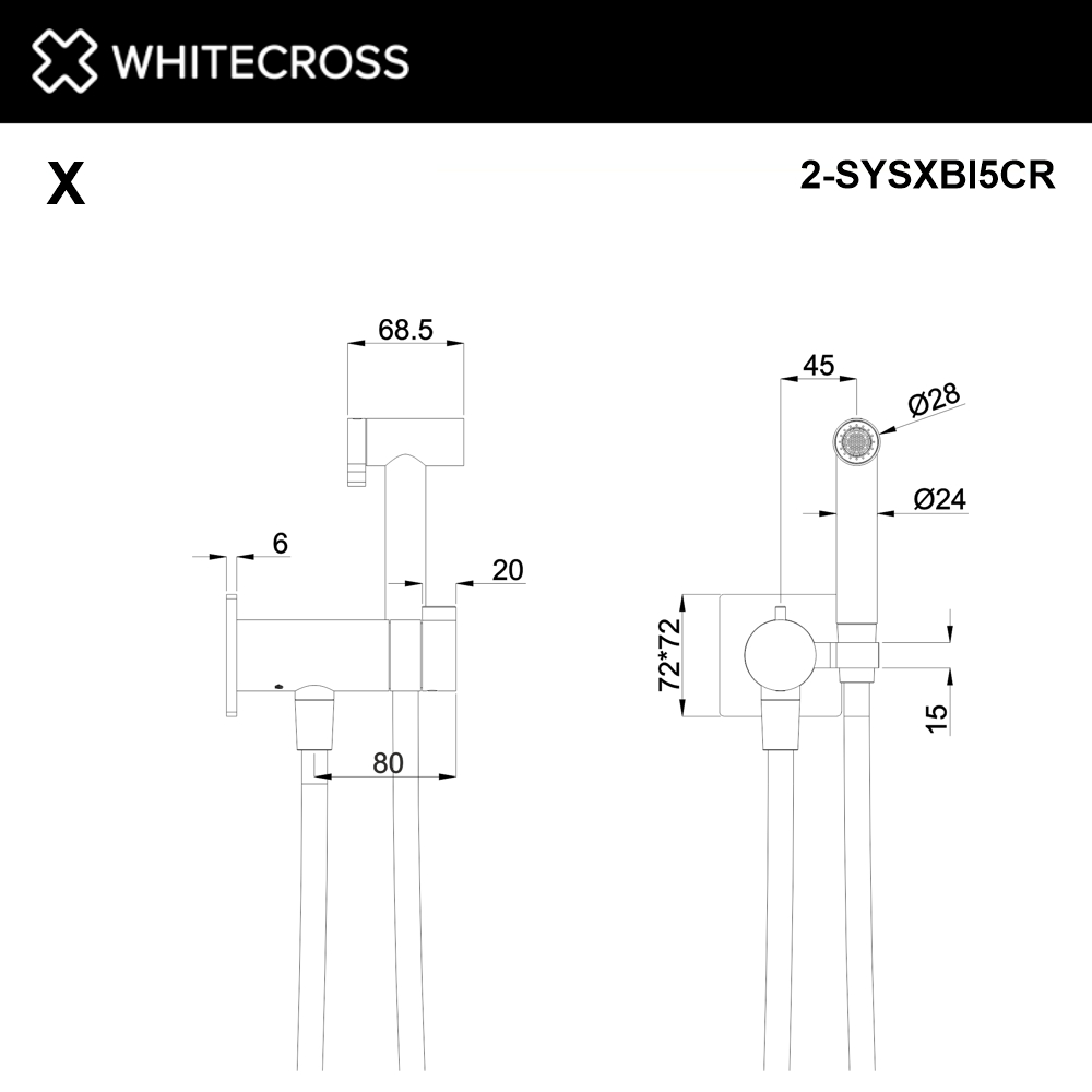 Гигиенический душ с термостатом WHITECROSS SYSXBI5CR (хром)