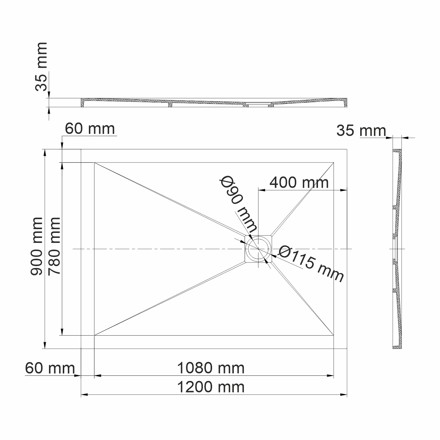 Aller 10T07 Душевой поддон 120x90 слоновая кость