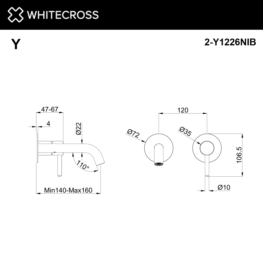 Внешняя часть смесителя для умывальника WHITECROSS Y1226NIB (брашированный никель)