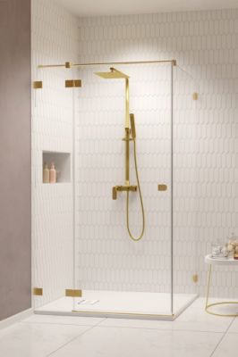 Прямоугольный душевой уголок 90X90 ESSENZA PRO BRUSHED GOLD KDJ золото брашированное