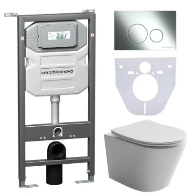 Комплект инсталляция унитаз кнопка Ceramica Nova CN6000_1001CH_1000