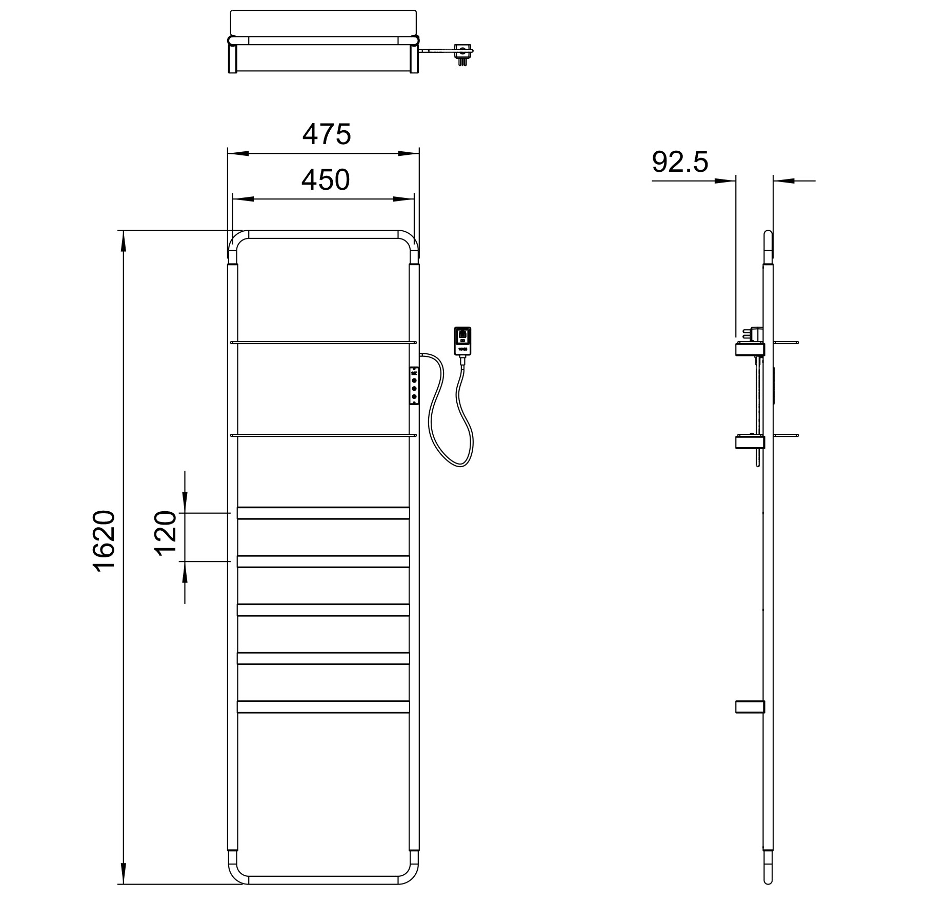 Полотенцесушитель электрический 475X1620 WONZON & WOGHAND, Брашированное золото (WW-A205-BG)