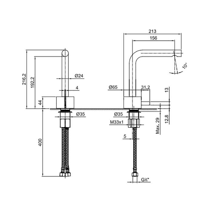 Fantini AF/21 Смеситель для раковины, 1 отв., излив: 155 мм, цвет: хром 27 02 A504WF