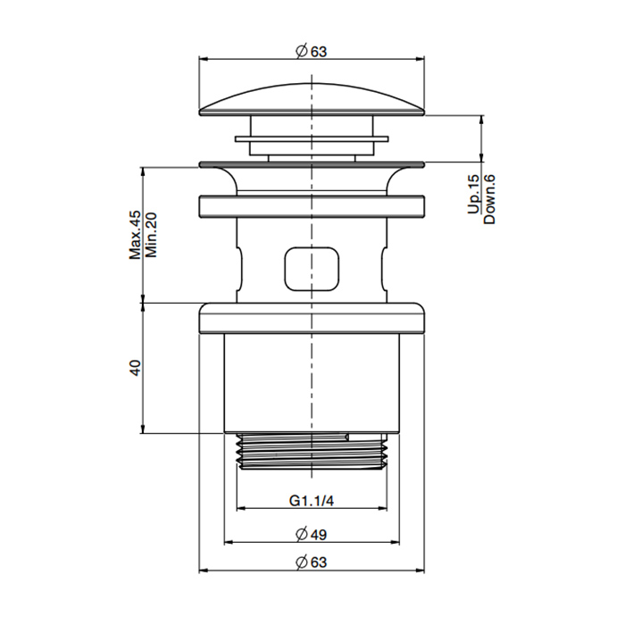 Carlo Frattini Spillo Steel Донный клапан click-clack, цвет: INOX F2955INOX