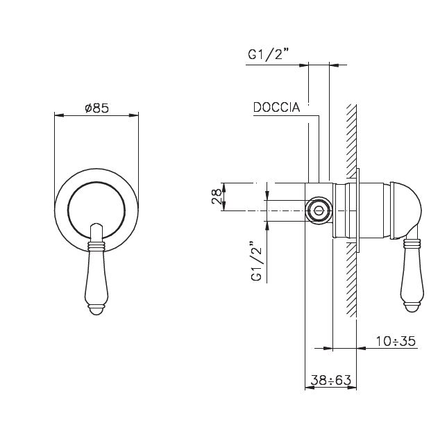 Nicolazzi El Capitan Встраиваемый смеситель для душа, 1 источник, цвет: хром 3406MCR75