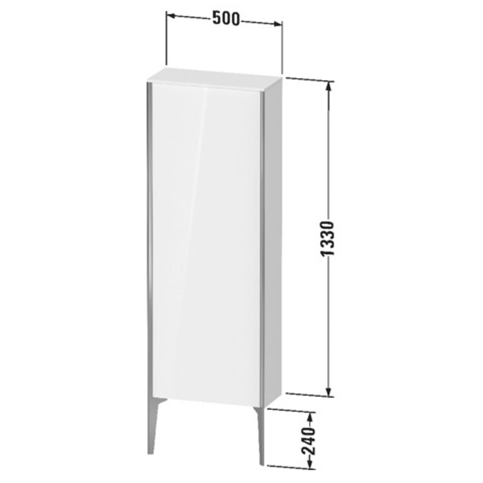 Duravit XViu Шкаф подвесной 50x24x133см, с 1 дверью, 3 стеклянными полками (петли справа), цвет: белый глянцевый/champagne matt XV1316RB122