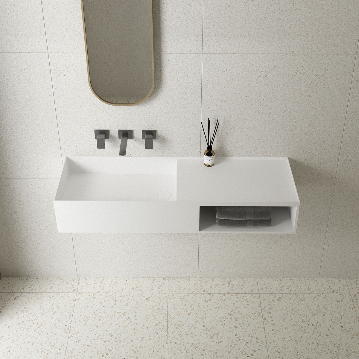 VWB-6S112MW Раковина Solid Surface Vincea  1200*400 подвесная цвет белый матовый