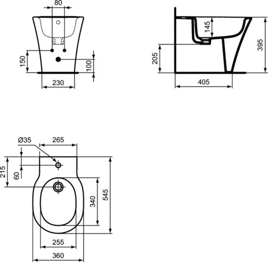 Напольное пристенное биде Ideal Standard CONNECT AIR E018001