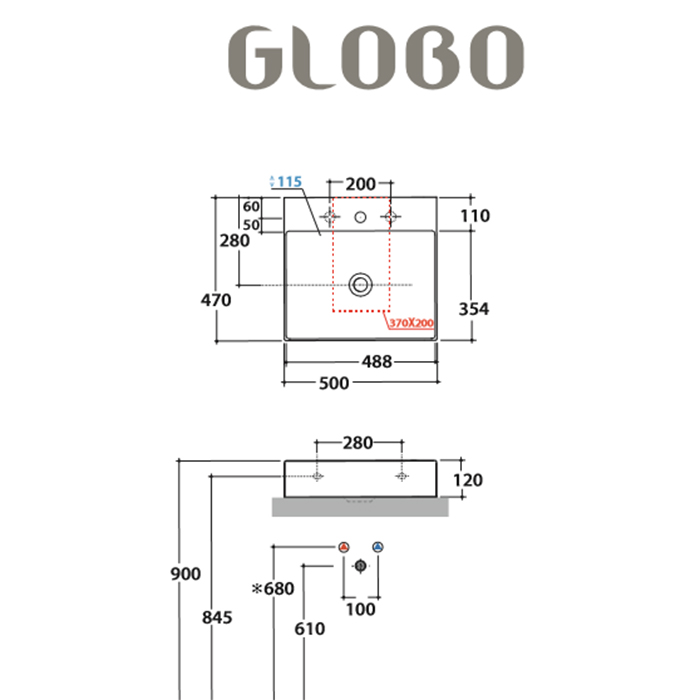 Globo T-Edge  Раковина-чаша 50х47х14.5 см, 1 отв., цвет: белый