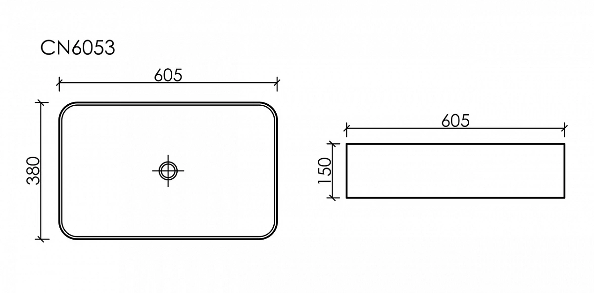 Умывальник чаша накладная прямоугольная Element 605*380*150мм CN6053