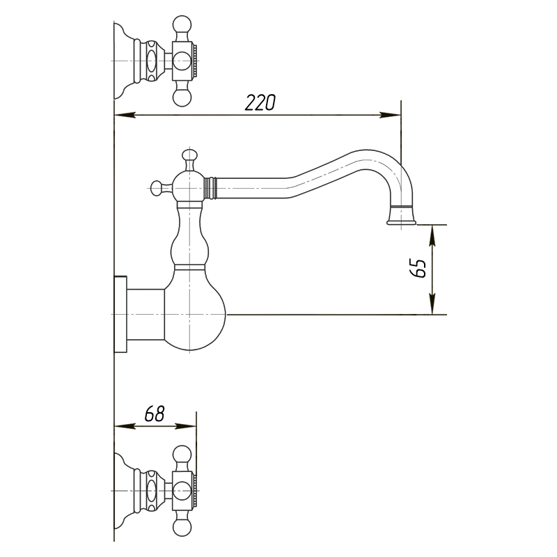 ARCADIA Смеситель для раковины настенный ML.ARC-8370.CR