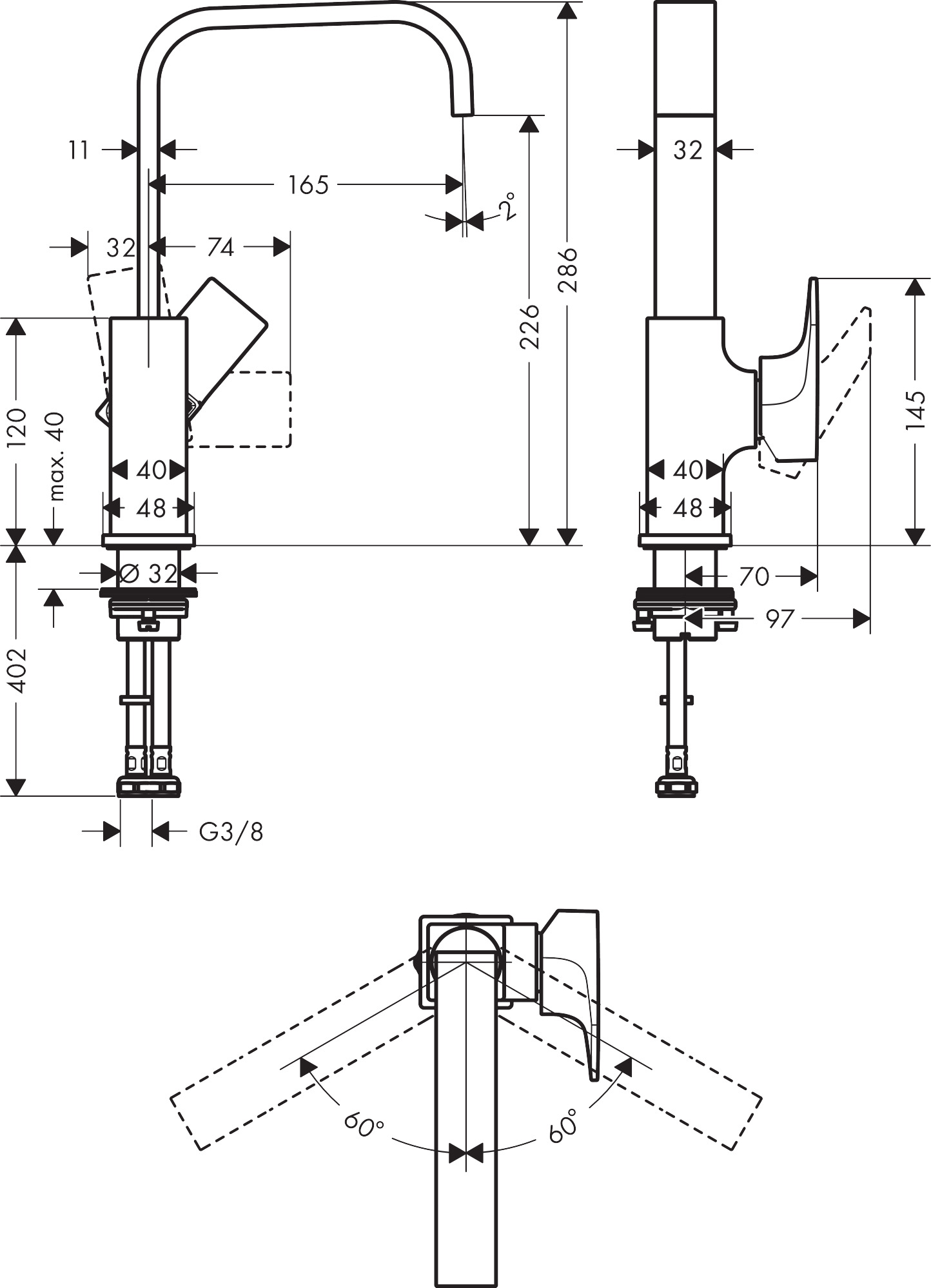 Смеситель для раковины Hansgrohe Metropol 32511670