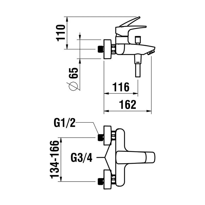 HF500760100600 Laufen Laurin Смеситель для ванны/душа, настенный, с ручным душем Stella и шлангом 160см., цвет: хром