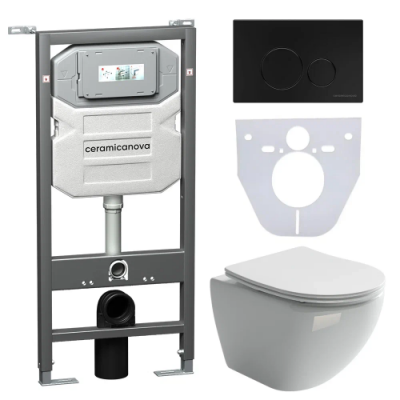Комплект инсталляция унитаз кнопка Ceramica Nova CN4002_1001B_1000