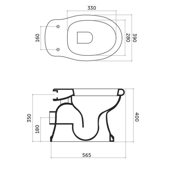 Чаша унитаз слив в стену Disegno Ceramica Paolina 7002 P Black