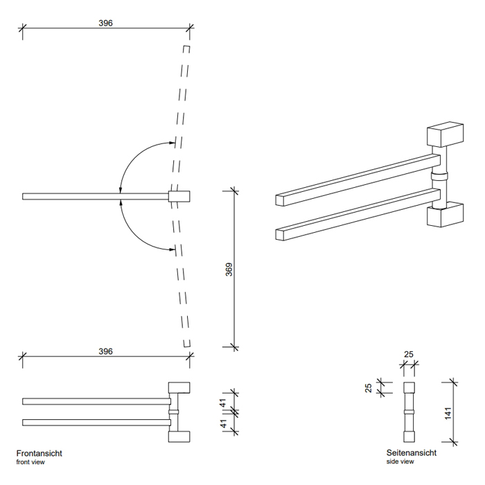 Decor Walther Corner HTH2 Полотенцедержатель поворотный 39.8см, двойной, подвесной, цвет: золото 560720