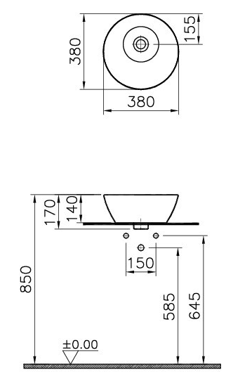 Vitra Geo раковина на столешницу 38 см, 7421B003-0016