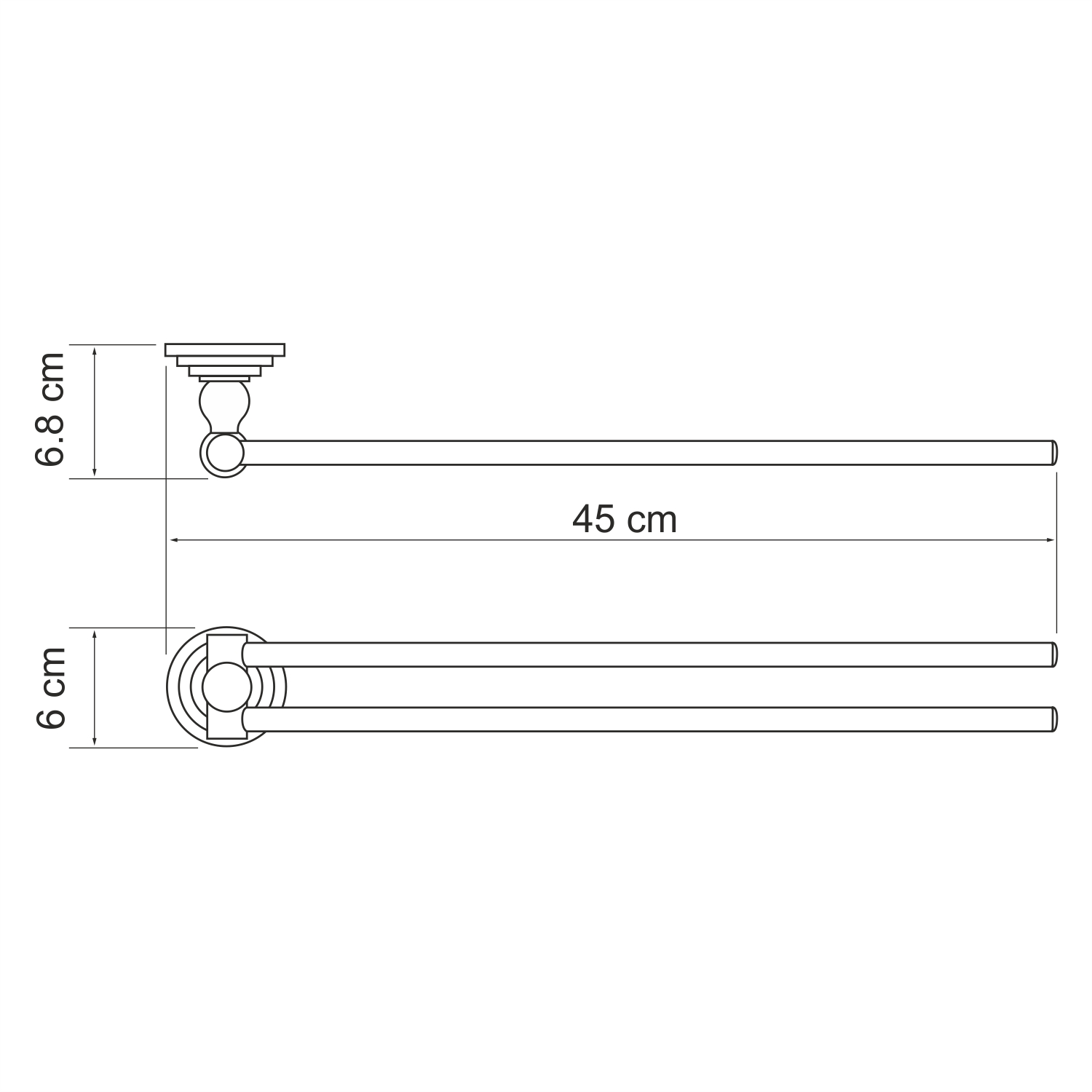 Ammer K-7031 Держатель полотенец двойной Размеры (Ш/В/Г): 45х6х7 см