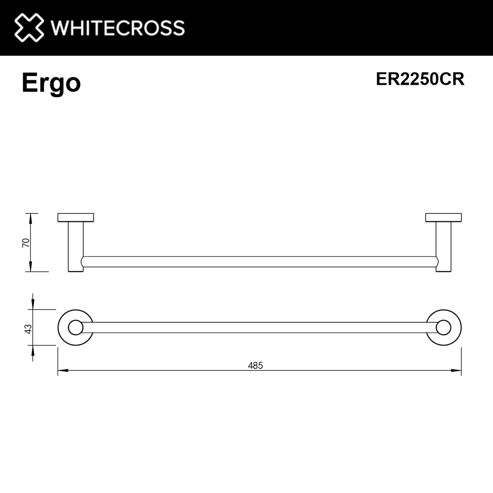 Полотенцедержатель 450 мм. WHITECROSS Ergo ER2250CR (хром)
